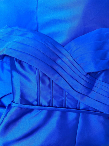 Vintage 90s Prom Dresses Sheath Off The Shoulder Royal Blue Satin With Sleeves Party Gown Formal Outfits RB6111