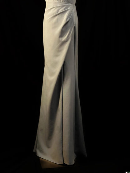 Vintage 90s Prom Dresses Mermaid Off The Shoulder Satin With Sleeves Split Party Gown Formal Outfits RB6112