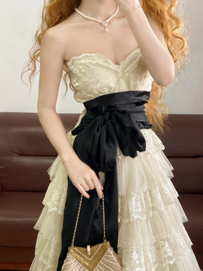 Prom Dress Elegant A Line Sweetheart Champagne Lace Floor Length Formal Evening Gown for Women Graduation Party RB9256
