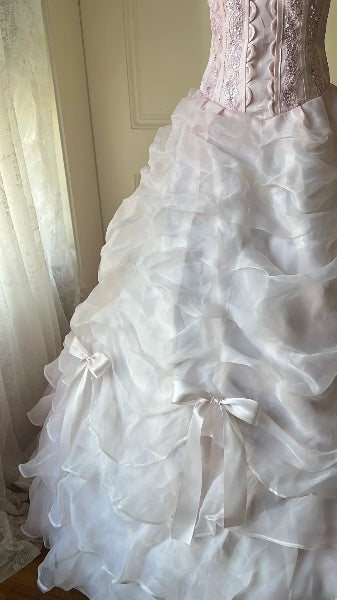 Sweet 15 Quinceanera Dress Ball Gown Square Neck Pink With Tiered Layers Long 15th Birthday Outfits RC0604