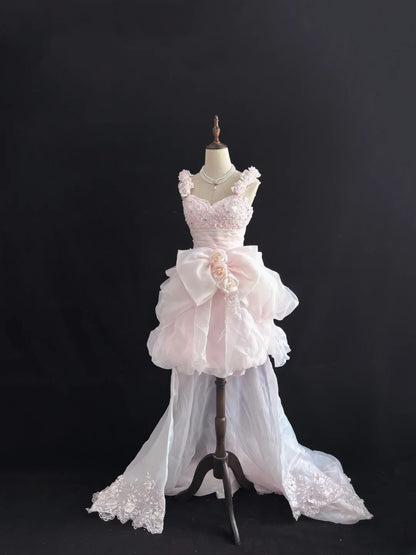 Cute Homecoming Dresses Ball Gown Short Straps Pink Birthday Cocktail Dress Ideas Outfits RB7668