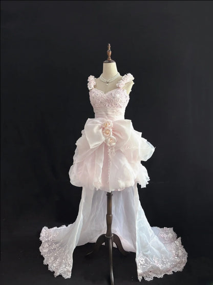 Cute Homecoming Dresses Ball Gown Short Straps Pink Birthday Cocktail Dress Ideas Outfits RB7668