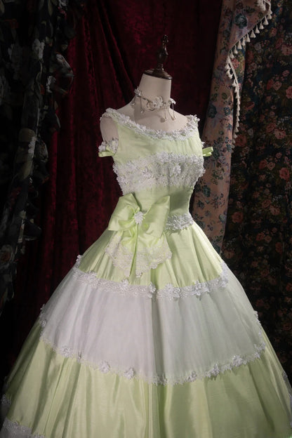 Cute Ball Gown Formal Events Scoop Green With Appliqued Quince Dress Long Quinceanera Dresses Birthday Outfits RB8522