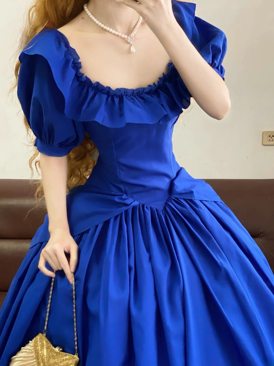 Prom Dress Elegant Ball Gown Square Neck Royal Blue Satin Floor Length Formal Gown for Women Graduation Party RB9258