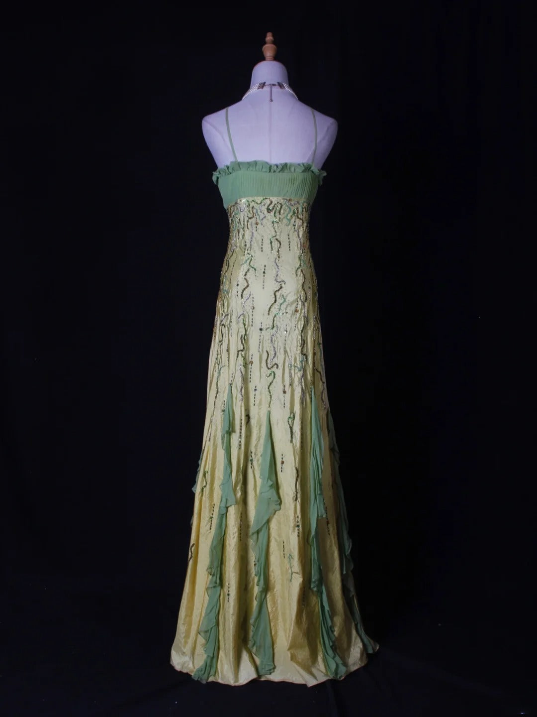 Vintage A Line Spaghetti Straps Chiffon Beaded Tiered Bodice Long Prom Dresses Impress 18th Birthday Outfits Prom Gown AS270