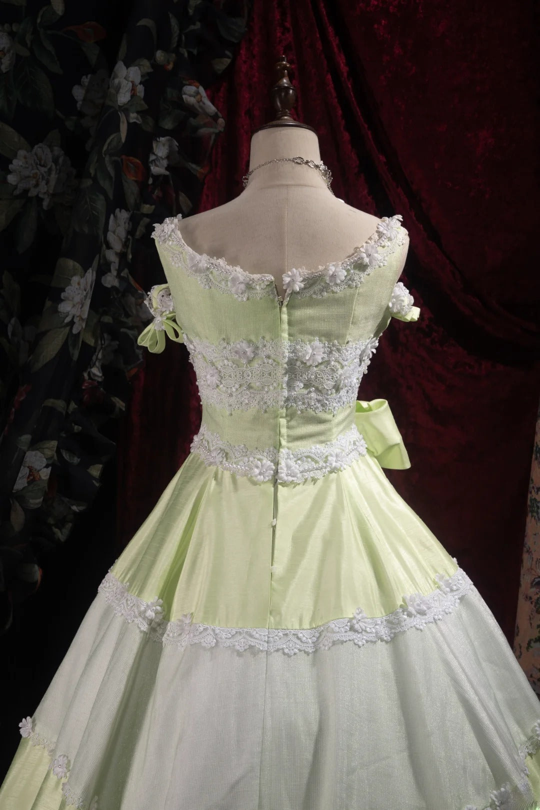 Cute Ball Gown Formal Events Scoop Green With Appliqued Quince Dress Long Quinceanera Dresses Birthday Outfits RB8522
