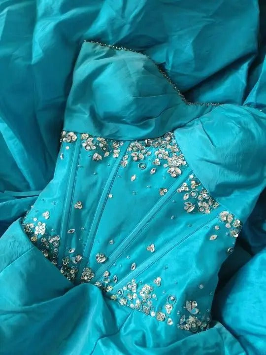 Sweet 16 Dress Blue Sweetheart Sleeveless Ball Gown With Beading Sweet Sixteen Dress RB9994