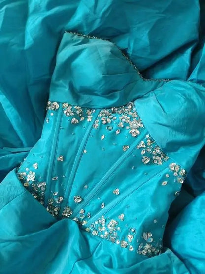 Sweet 16 Dress Blue Sweetheart Sleeveless Ball Gown With Beading Sweet Sixteen Dress RB9994