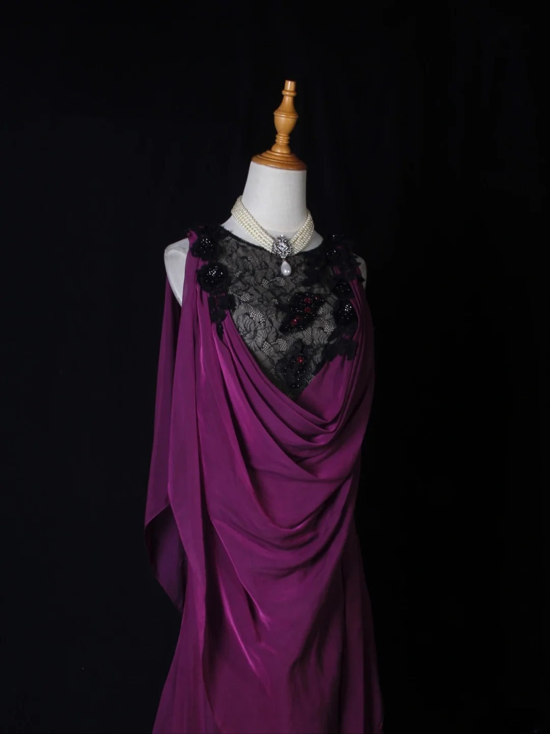 Vintage Mermaid Boat Black Tops Lace Grape Chiffon Appliques Beaded Bodice Long Prom Dresses Impress 18th Birthday Outfits Prom Gown AS276