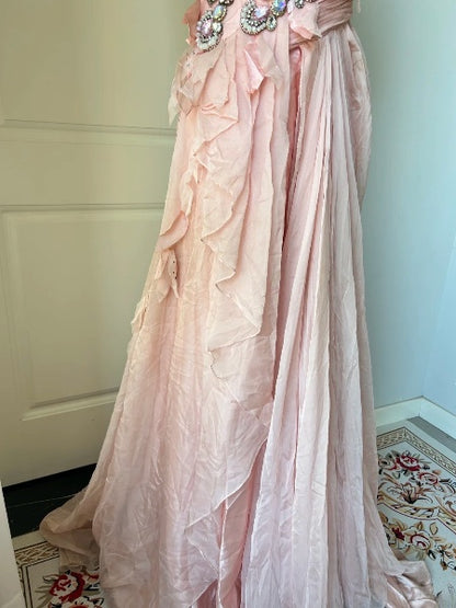 Modest Prom Dresses Aesthetic 90s Retro Mermaid Chiffon Floor Length Pink Evening Outfits RC0614