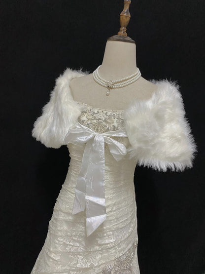 Vintage Mermaid Strapless Ivory With Appliqued Lace Beading Brides Gown Bridal Dress Wedding Dresses Style RB7727