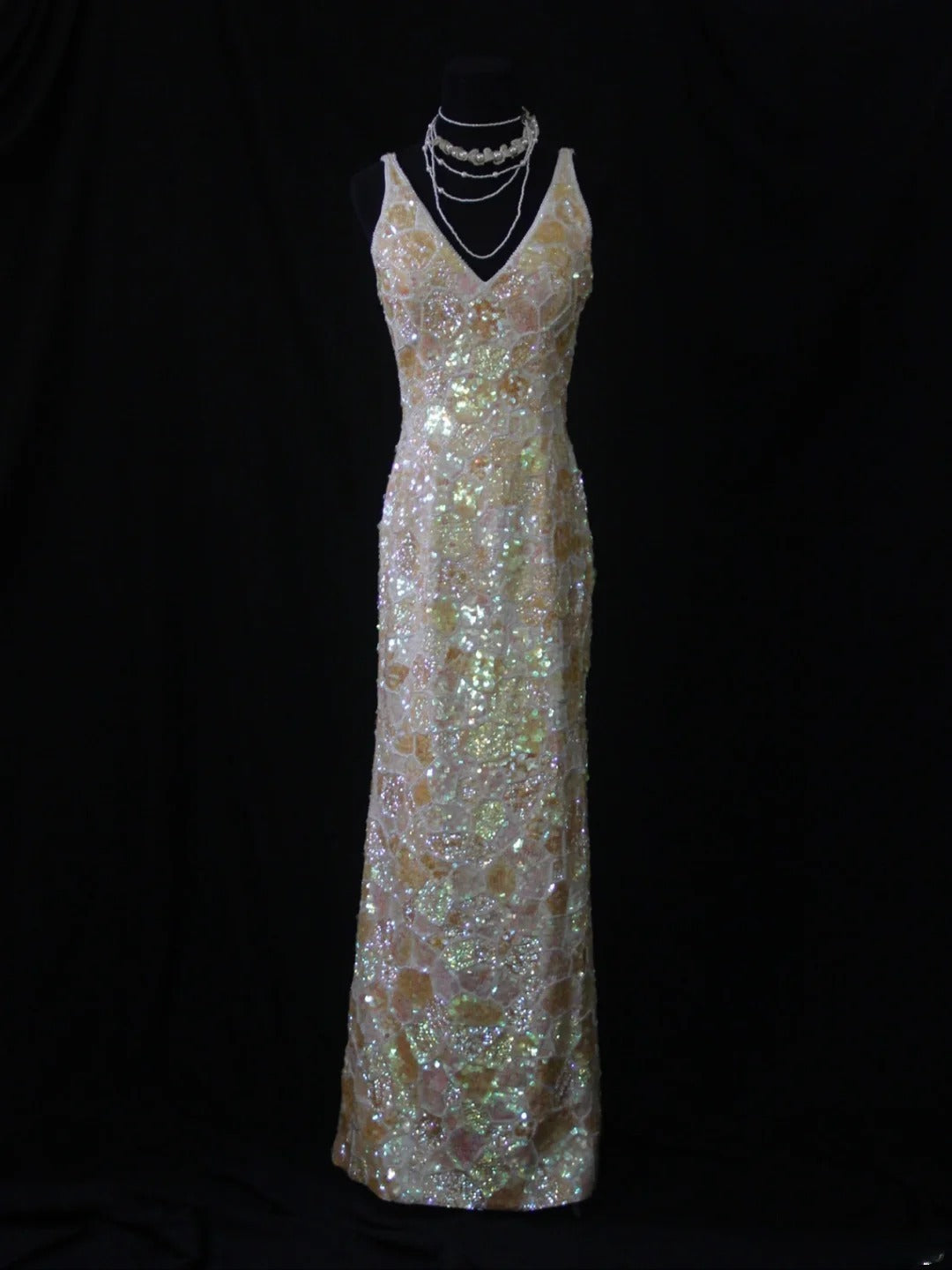 Vintage Sheath Slim V Neck Sequins With Beaded Bodice Long Prom Dresses Impress 18th Birthday Outfits Prom Gown AS278