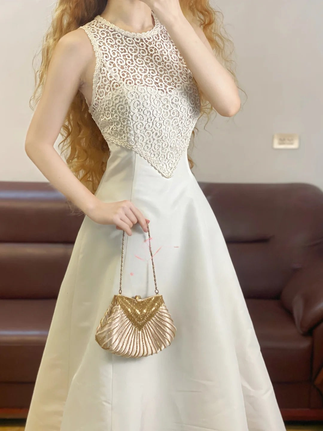 Prom Dress Elegant A Line Scoop White Lace Floor Length Formal Evening Gown for Women Graduation Party RB9330