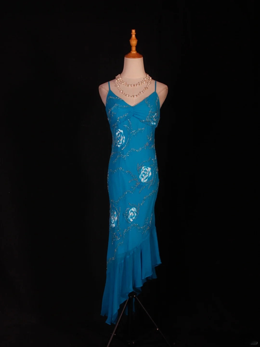 Vintage Mermaid Spaghetti Straps Irregular With Beads Embroidery Bodice Chiffon Prom Dresses Impress 20th Birthday Outfits Formal Gown AS281