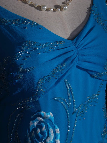 Vintage Mermaid Spaghetti Straps Irregular With Beads Embroidery Bodice Chiffon Prom Dresses Impress 20th Birthday Outfits Formal Gown AS281
