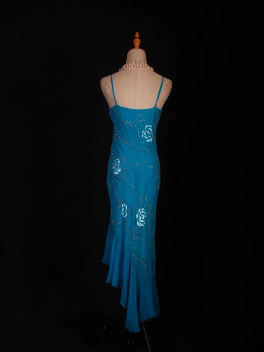 Vintage Mermaid Spaghetti Straps Irregular With Beads Embroidery Bodice Chiffon Prom Dresses Impress 20th Birthday Outfits Formal Gown AS281