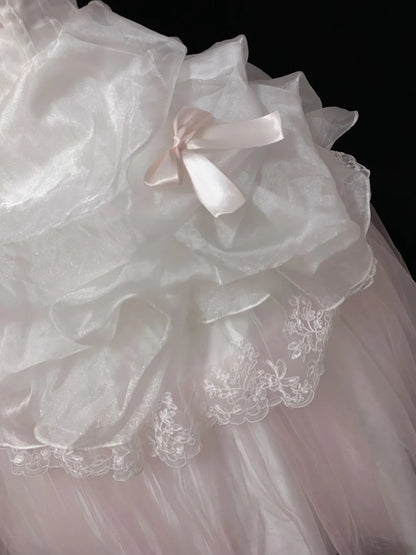 Ethereal Prom Ball Gowns Strapless Pink Tulle Poofy Long With Tiered Layers Quince Dress inspo Quinceanera Dresses Vestidos De 15 anos RB7732
