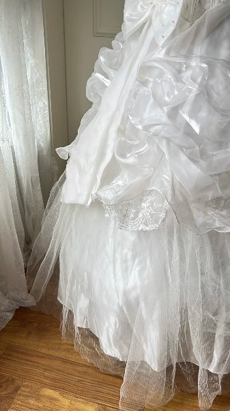 Sweet 15 Quinceanera Dress Ball Gown Strapless White With Lace Long 16th Birthday Outfits RC0621