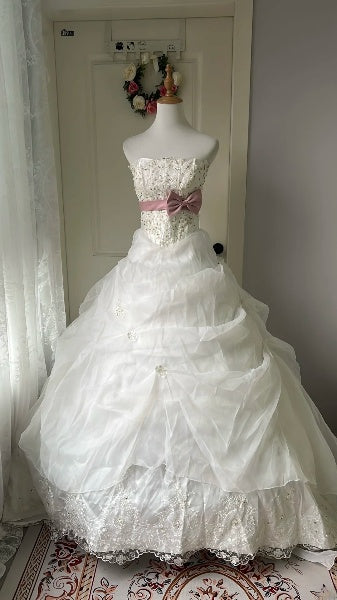 Sweet 15 Quinceanera Dress Ball Gown Strapless White With Appliques Long 16th Birthday Outfits RC0622