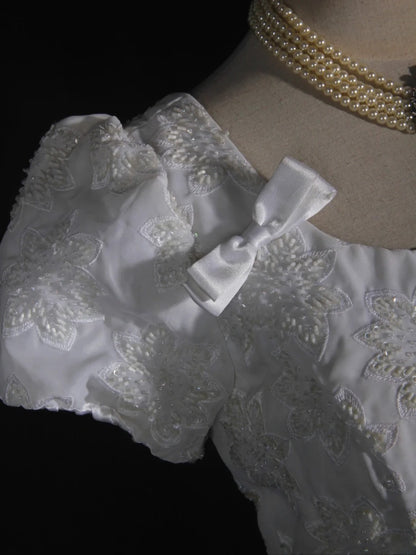 Wedding Dresses for Bride Short Sleeves Lace Petite/Plus Size Bridal Gowns for Civil Wedding for Beach Wedding AS286