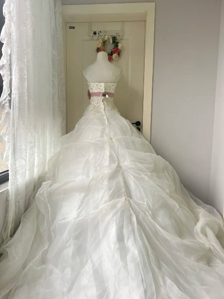 Sweet 15 Quinceanera Dress Ball Gown Strapless White With Appliques Long 16th Birthday Outfits RC0622