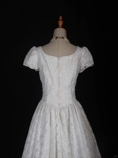 Wedding Dresses for Bride Short Sleeves Lace Petite/Plus Size Bridal Gowns for Civil Wedding for Beach Wedding AS286