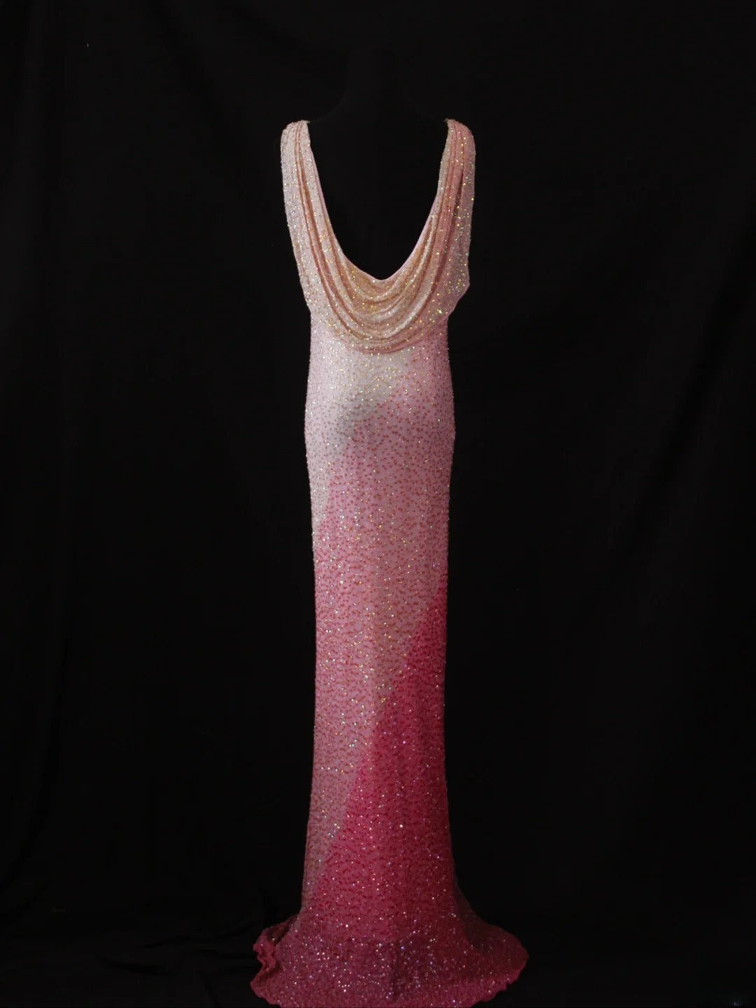 Vintage Sheath Pink Cowl Neck With Beads Bodice Long Prom Dresses Impress 20th Birthday Outfit Formal Gown AS287