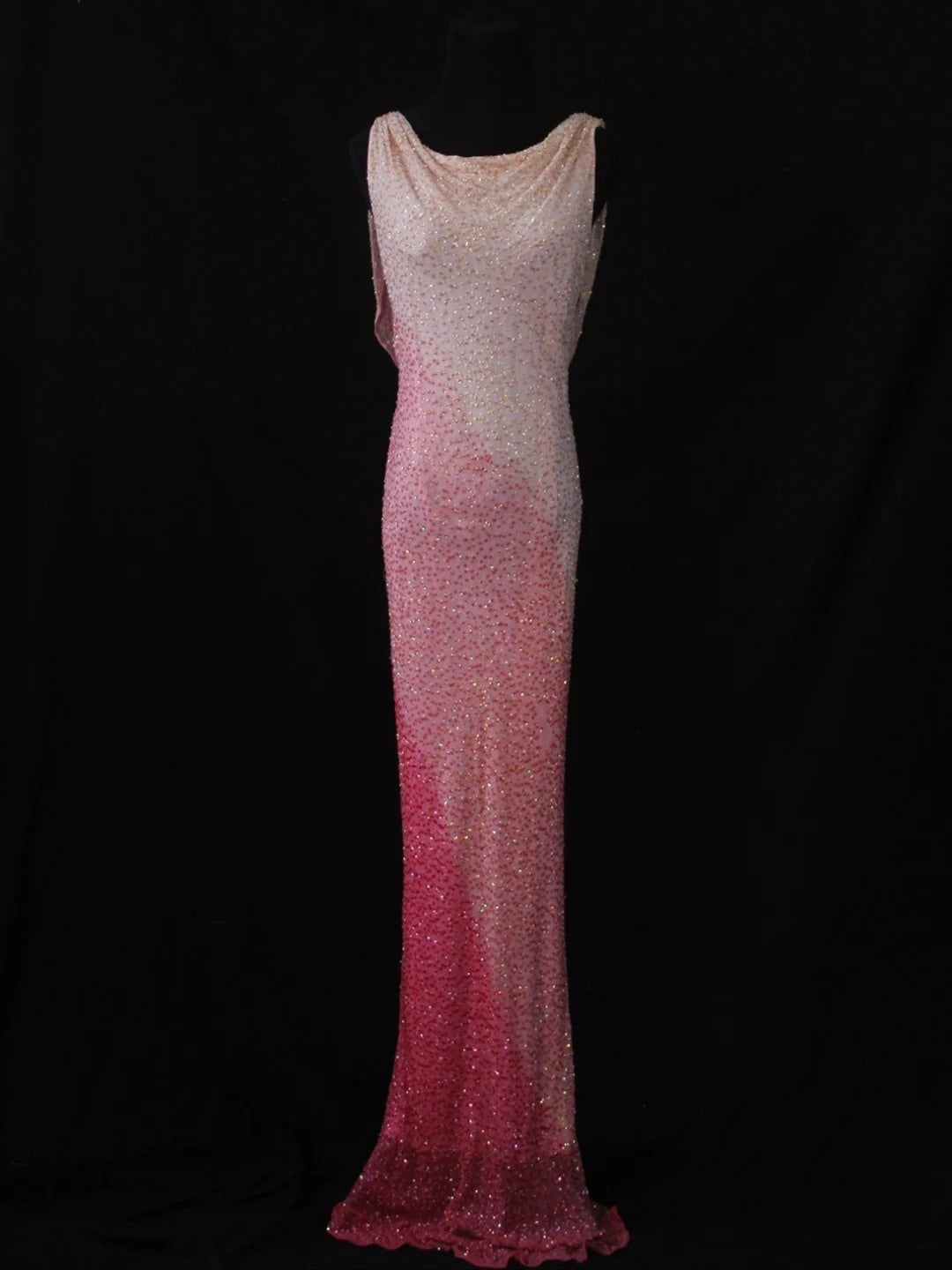 Vintage Sheath Pink Cowl Neck With Beads Bodice Long Prom Dresses Impress 20th Birthday Outfit Formal Gown AS287