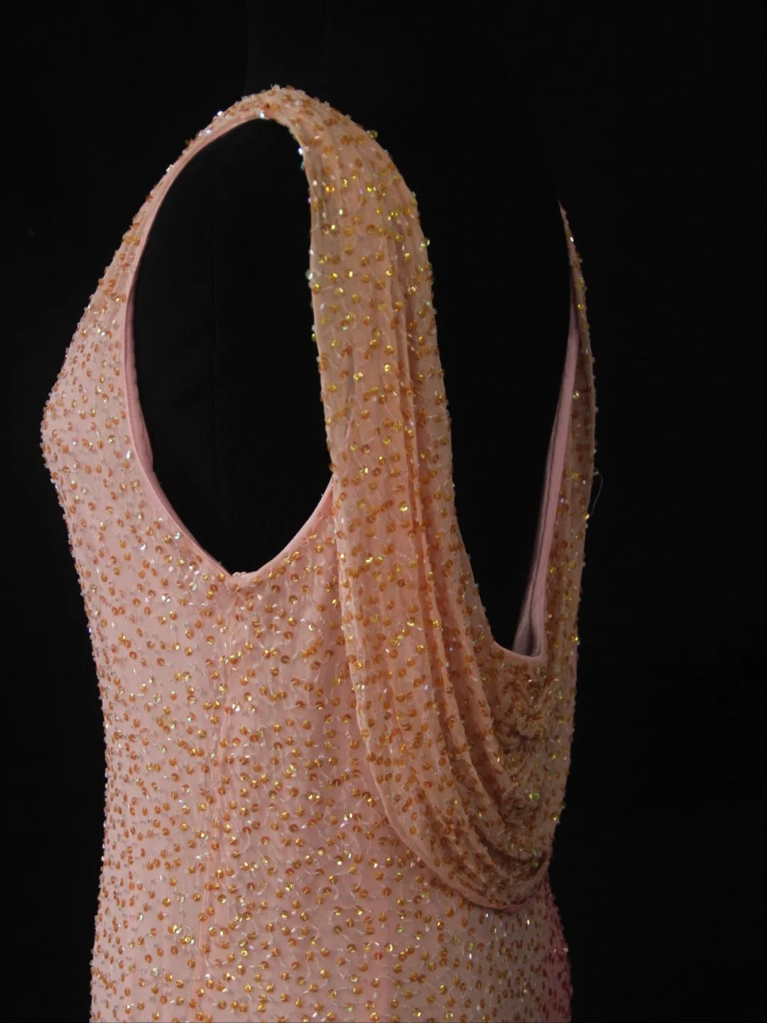 Vintage Sheath Pink Cowl Neck With Beads Bodice Long Prom Dresses Impress 20th Birthday Outfit Formal Gown AS287