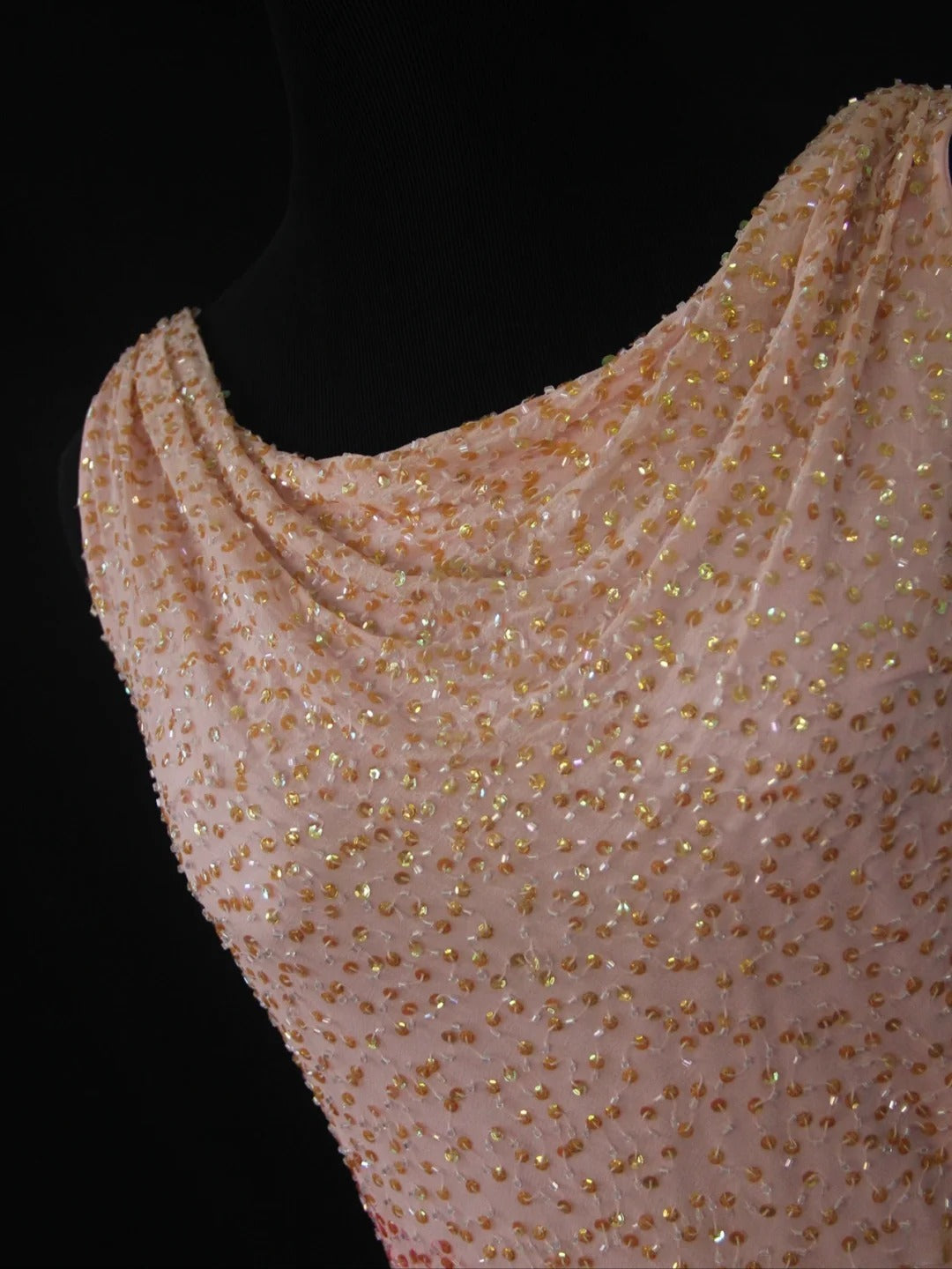 Vintage Sheath Pink Cowl Neck With Beads Bodice Long Prom Dresses Impress 20th Birthday Outfit Formal Gown AS287
