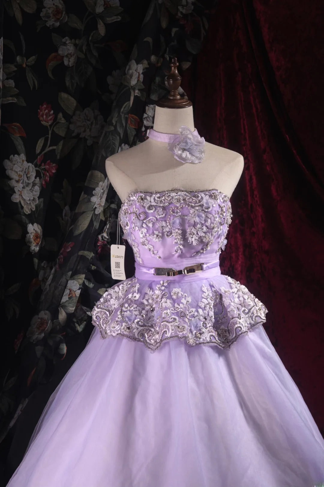 Cute Ball Gown Formal Events Strapless Lilac Tulle With Appliqued Quince Dress Quinceanera Dresses Birthday Outfits RB8531