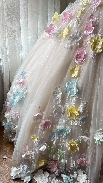 Sweet 15 Quinceanera Dress Ball Gown Off The Shoulder Tulle With 3D Flowers Long 16th Birthday Outfits RC0625