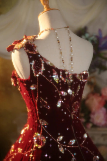 Tulle Sweet 16 Dress One Shoulder Burgundy With Appliques Ball Gown Sweet Sixteen Formal Party Gown RB9341