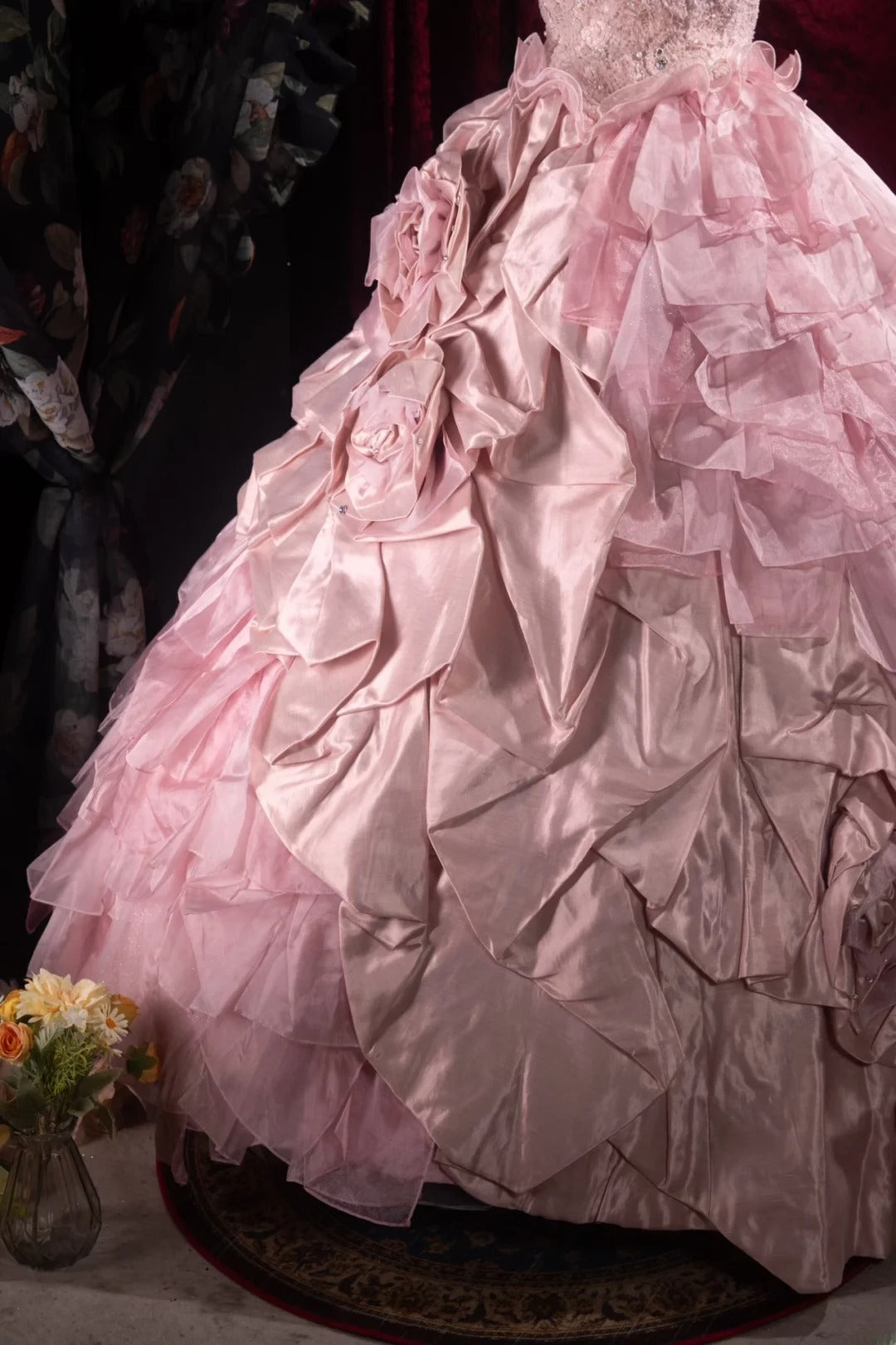Cute Ball Gown Formal Events Strapless Pink Tulle With Appliqued Quince Dress Quinceanera Dresses Birthday Outfits RB8533