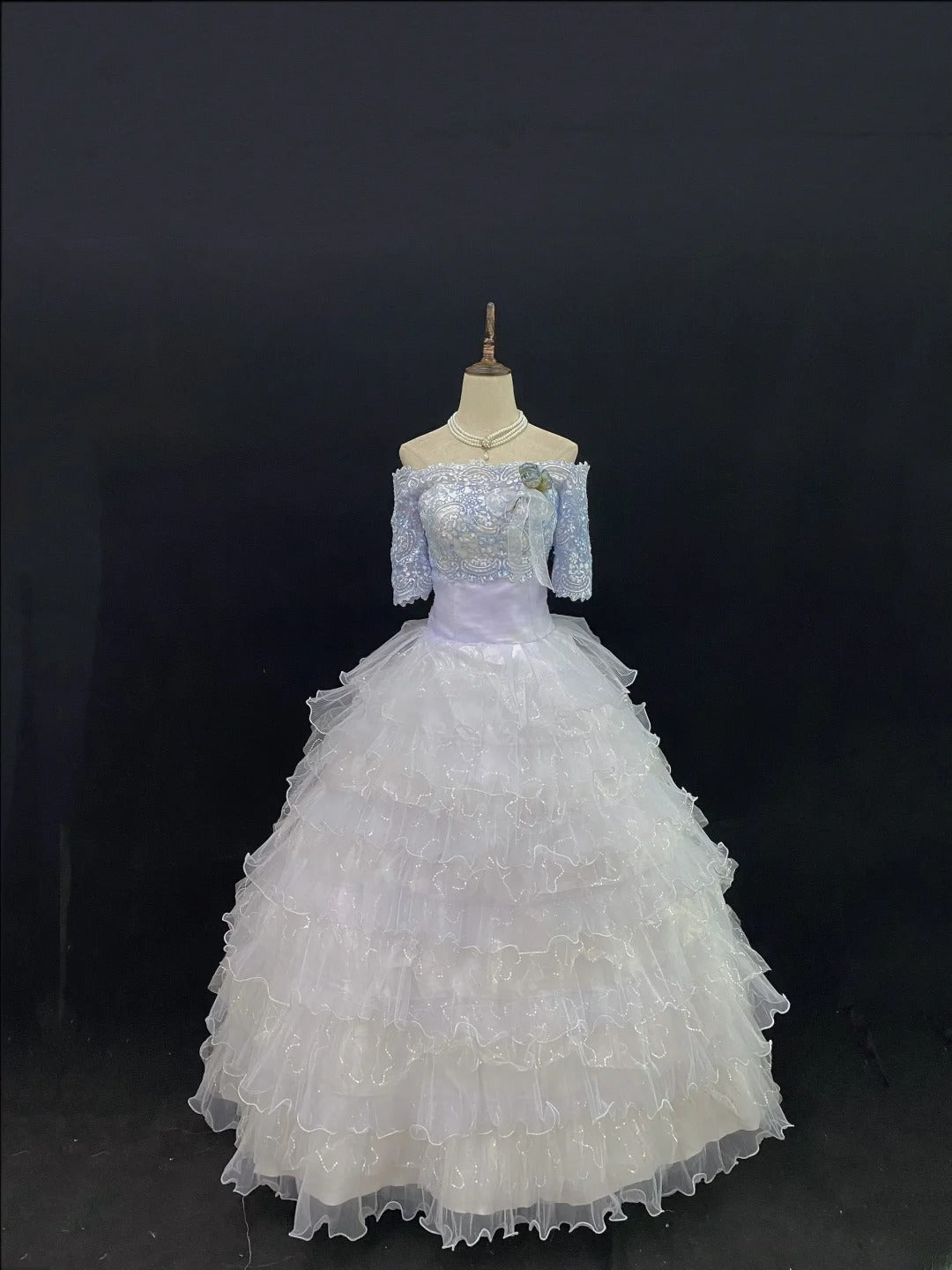 Princess Ball Gowns Off The Shoulder Lilac Tulle Poofy Long With Tiered Layers Quince Dress inspo Quinceanera Dresses Vestidos De 16 anos RB7742