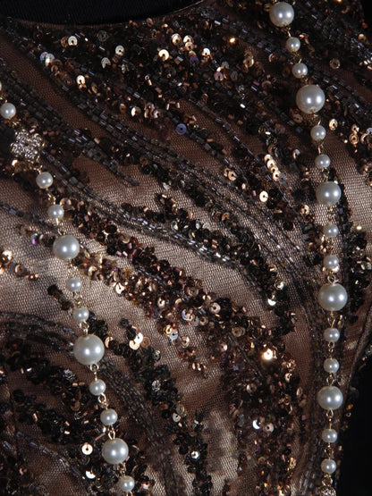 Vintage Mermaid 80s Boat Sequin With Beads Long Prom Dresses Impress 20th Birthday Outfit Formal Gowns AS296
