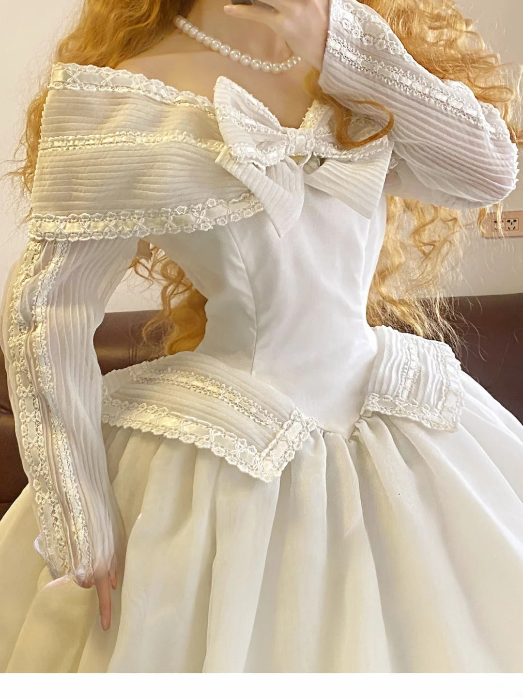 Ball Gown Off The Shoulder White Sweet 16 Dress With Sleeves Sweet Sixteen Princess Dress RB9347