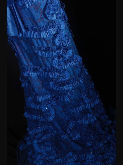 Vintage A Line Sweetheart Royal Blue Satin 1960s With Lace Beads Bodice Long Prom Dresses Impress 18th Birthday Outfit Formal Gown AS297