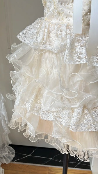 Hoco Dress Ball Gown Strapless Champagne Short Homecoming 17th Birthday Party Dress RC0632