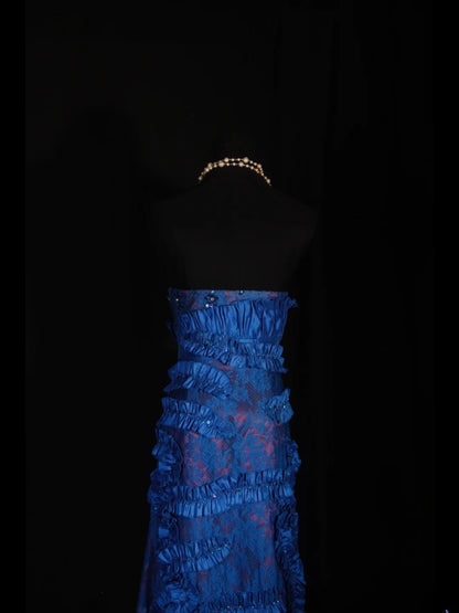 Vintage A Line Sweetheart Royal Blue Satin 1960s With Lace Beads Bodice Long Prom Dresses Impress 18th Birthday Outfit Formal Gown AS297