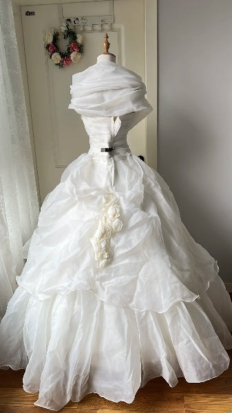 Timeless Wedding Dress Ball Gown Off The Shoulder White Tulle With Ruffled Long Bridal Gown RC0633