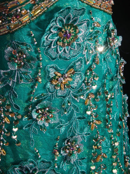Vintage A line 1950s Sweetheart Tulle Green With Beads Long Prom Dresses Inspo 20th Birthday Outfit Formal Gowns AS302