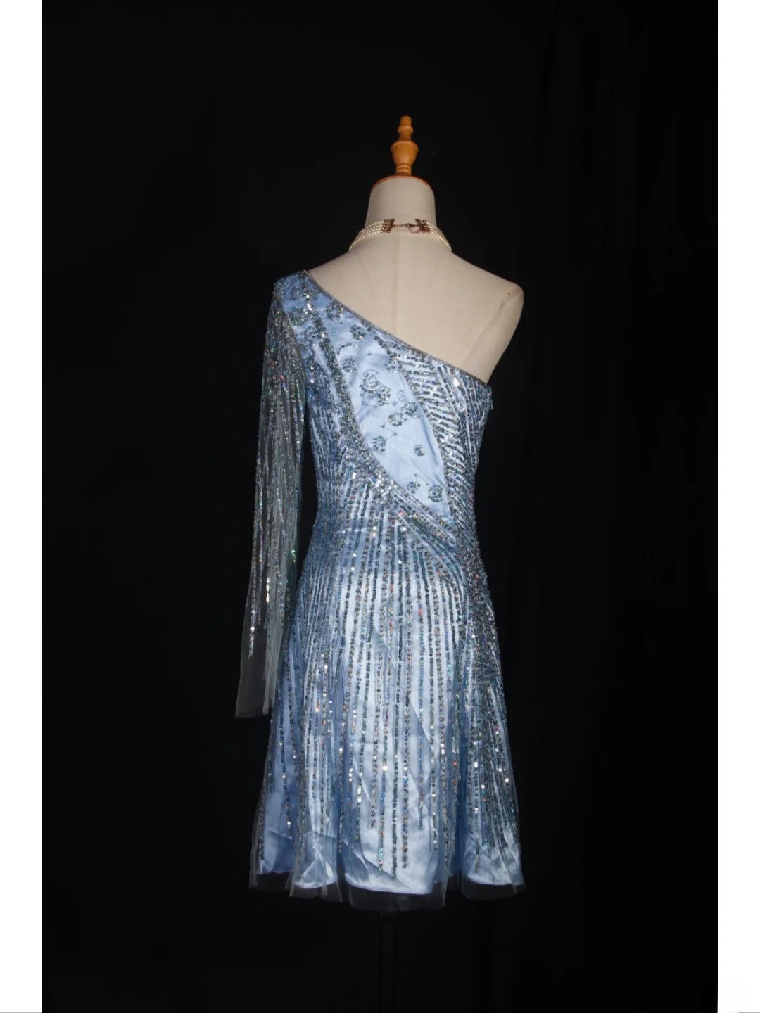 Retro 1950s A Line One Shoulder Light Sky Blue Satin Short 16th Birthday Dress Homecoming Dresses Cocktail Gown AS303