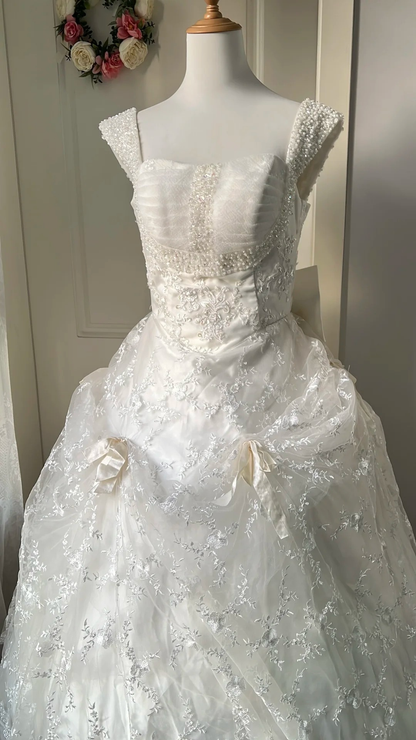 Cute Sweet 16 Dress Long Square Neck White With Ruffled Ball Gown Sweet Sixteen Party Birthday Dresses RC0637