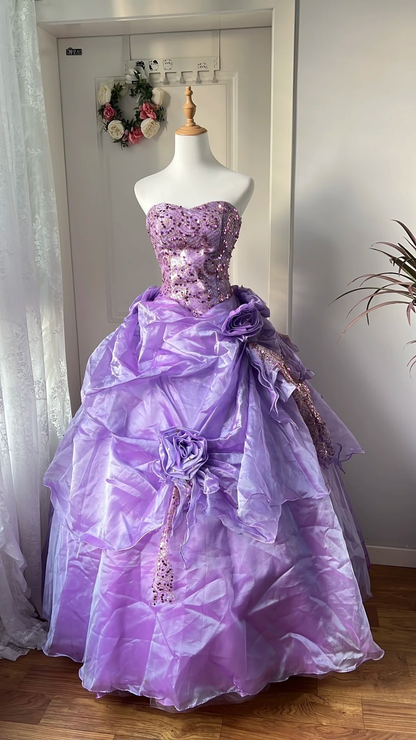 Sweet 15 Quinceanera Dress Ball Gown Sweetheart Lilac With Sequin Long 16th Birthday Outfits RC0638