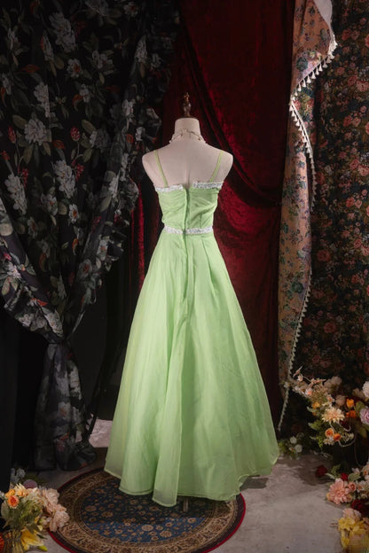 Vintage 1950s A line Spaghetti Straps Sage Green With Lace High School Dances Prom Dresses Formal Outfits Evening Gown RB8542