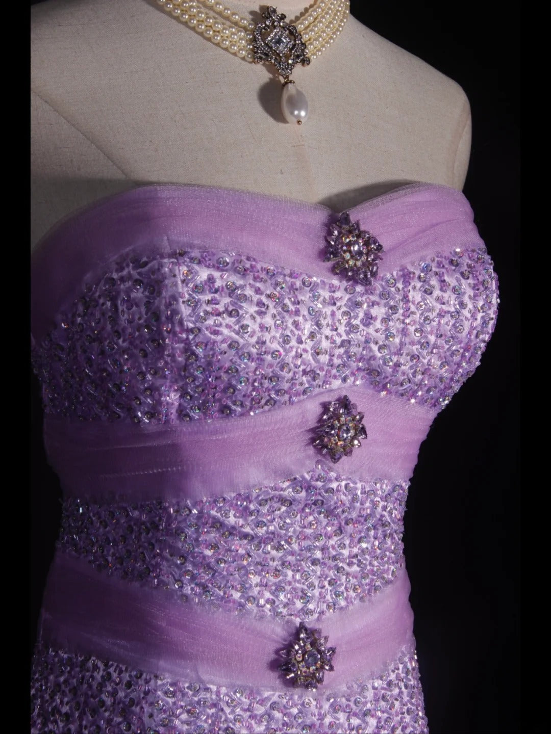Vintage 70s Ball Gown Sweetheart Lilac Beaded Bodice Pleated Long Prom Dresses Impress 21th Birthday Outfits Prom Gown AS310