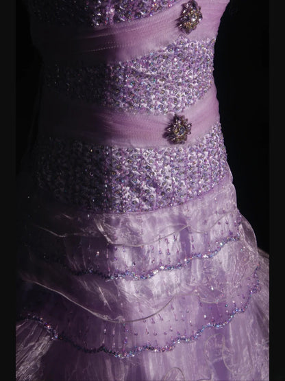Vintage 70s Ball Gown Sweetheart Lilac Beaded Bodice Pleated Long Prom Dresses Impress 21th Birthday Outfits Prom Gown AS310