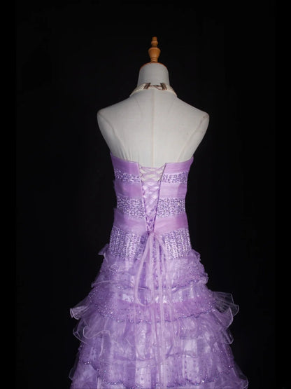 Vintage 70s Ball Gown Sweetheart Lilac Beaded Bodice Pleated Long Prom Dresses Impress 21th Birthday Outfits Prom Gown AS310