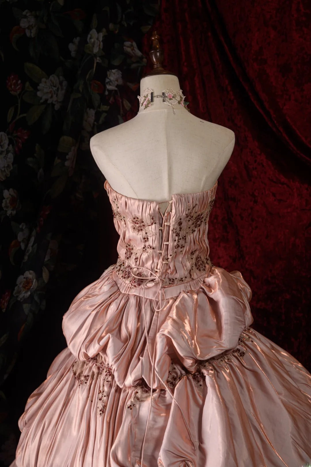 Regal Ball Gown Formal Events Strapless Blush Pink With 3D Beading Lace Quince Dress Long Quinceanera Dresses Birthday Outfits RB8547
